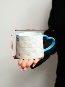 1 件圣诞陶瓷杯，欧洲节日图案礼品咖啡杯，带雪花和圣诞树的可爱少女陶瓷杯，心形创意手绘咖啡杯，圣诞礼物 - 彩色 - 查看 3