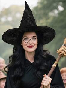 Kostium czarownicy z okularami i akcesoriami dla kobiet na Halloween Czarodziej Cosplay - Wielokolorowe - Zobacz 6