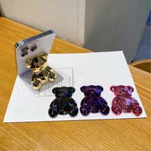 1 pieza Soporte de teléfono con agarre de oso chapado en unicolor y multicolor, soporte de teléfono lindo, accesorio de teléfono plegable y expandible, para iPhone, teléfonos Android, regalo de cumpleaños, familia y amigos, soporte adhesivo para teléfono, accesorio de teléfono