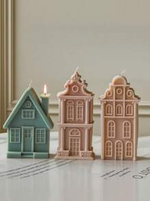 1pc 3D House Silicone Mold For DIY Candle, Resin And Plaster Crafts - Durable, Flexible, High-Temperature Resistant Reusable Mold With Intricate Architectural Design - Great For Home Decor, Birthday And Holiday Gifts, Candle Mold