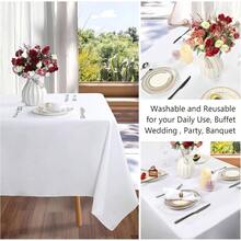 8 Packs White Table Cloth Rectangle 60x102 Inch For 6 Foot Rectangle Tables, Wrle Resistant Polyester Fabric Tablecloth Washable Rectangular Table Covers For Dining Wedding Party Buffet - 白色+++8+件裝+-+60+x+102+英寸 - 查看 6