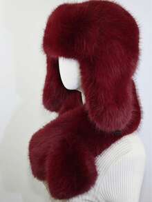1顶加厚仿狐狸毛猎帽,帽子围巾套装,适合秋冬季户外活动,保暖百搭,可用于徒步、滑雪、骑行和日常佩戴,复古亚克力渔夫帽,保暖内衬飞行员帽,万圣节礼物 - A - 查看 9