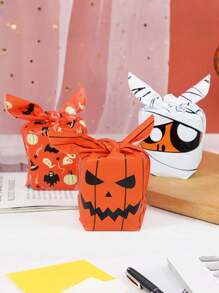 50 Stücke Halloween Süßigkeitentüten mit Kürbis- und Fledermaus-Motiv, Keks-Geschenktüten für Trick or Treat Partys, Halloween Party Dekoration Zubehör