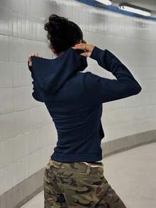 Jachetă slim fit pentru femei, stil streetwear Y2K, casual, minimalist, cu imprimeu solid, de bază, pentru zi cu zi