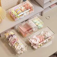 1pc Classic Polished Plastic Jewelry Storage Box With Snap Closure - Dustproof & Waterproof Transparent Desktop Organizer Box, Can Store Necklaces, Rubber Bands, Hair Clips, Hair Ties - Also Suitable As Desktop Jewelry Box, Cable Organizer Box, Small Card And Accessory Storage Box - Clear - View 4