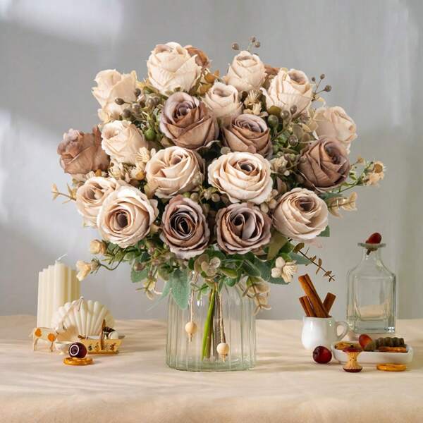 1/3 pièces Rose classique à 7 branches de 31 cm d'automne, fleur artificielle, bouquet de roses, fleurs mélangées, bouquet de mariée, décoration de mariage, matériaux de couronne DIY, matériaux de décoration de fête d'anniversaire, maison, salle à manger, salon, vase, jardin extérieur, décoration d'automne, décoration de chambre, accessoires de salle de bain, décorations de campus, décoration d'Halloween, décoration de Noël, décoration du Nouvel An, jardin extérieur