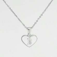 1pc Personalized Heart-Shaped White Shell Initial Necklace Stainless Steel Non Tarnish Women Letter Necklace