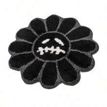 1 tấm thảm tròn họa tiết hoa hướng dương phong cách Halloween - Thảm lông xù trung bình mềm mại, chống trượt, có thể giặt được WeRugz cho phòng khách và phòng ngủ, có thể giặt bằng máy, mặt sau bằng cao su - màu đen - Xem 3