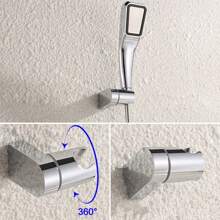 1pc Universal Hand Shower Head Holder Adjustable Full Plating Shower Rail Head Holder Bathroom Bracket Stable Rotation Bathroom Accessories Bathroom Tools - Silver - View 5