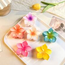 1 件/3 件/6 件夏季海滩花朵发夹 - 6 件适合浓密头发，强力固定且防滑，夏威夷风格，假日风格，可爱大发夹，香蕉夹适合稀疏头发，女士女孩发饰节日礼物，发夹，发夹，学校用品，大学秋冬度假装女士 - 混色 - 查看 7