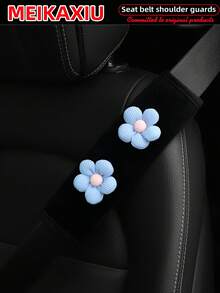 MEIKAXIU 1pc/2pcs New Floral Plush Comfortable Car Seat Belt Shoulder Cover, Safety Belt Decoration, Car Decor, Fashion Business Pink For Women - Small Flower Plush Shoulder Pad - View 21