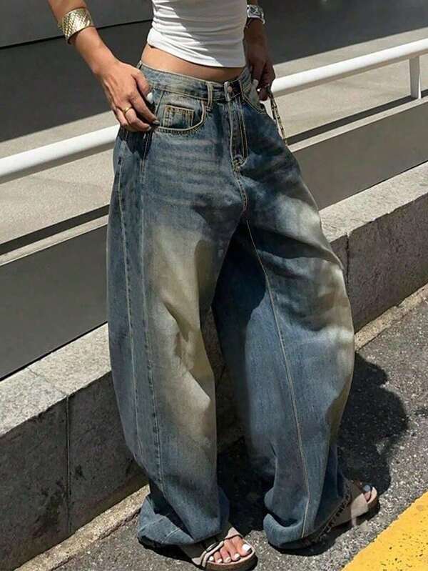 アメリカンカジュアルストリートスタイル ミニマリスト デイリーコミュート 多用途 レディースジーンズ 春