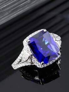 1pc S925 Silver Middle Eastern Style Ring For Men/Women, Inlaid With Lab-Created Gemstones, Luxurious And Elegant, Suitable For Banquet, Party, Graduation Season, Birthday Gift, Father's Day Gift