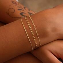 MBW Gold Bracelets Women, Dainty 14K Gold Plated Bracelet Stack Beaded Chain Bracelet Set Thin Small Cute Paperclip Bracelets Fashion Waterproof Jewelry Gold Accessories Women - Style6 - 查看 2