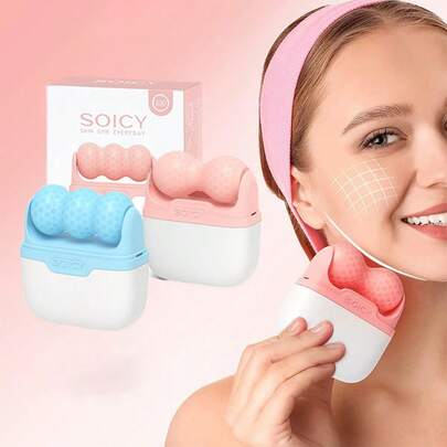 2-In-1 Ice Roller, SOICY S30 Ice Roller Massager, Face & Eye Relaxation Ice Roller, Head Massage Ice Roller, Dual-Head Facial Ice Roller Skincare Tool, Full Body Cooling (Pink, Blue), Holiday Gift, Beauty, Skincare, Spa, Self-Care, Skincare Tools, Facial Care, Beauty Supplies, Massage, Facial Massage Tool, Facial Roller