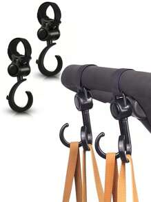 2pcs/4pcs 360° Rotating Stroller Hooks, Versatile Hanging Diaper Bag Hooks Suitable For Wheelchair, Shopping Cart, Car Backseat, Wallet, Bicycle, Stroller, Black (Lightweight Material, Do Not Hang Multiple Heavy Items At Once) - Black - View 12