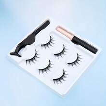 3 Pairs Magnetic Eyeliner & Lashes Set, 10 Styles, Easy To Wear, Reusable, No Glue Needed. Soft & Slim, Suitable For Holiday Parties - Black - View 2