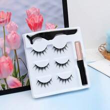 3 Pairs Magnetic Eyeliner & Lashes Set, 10 Styles, Easy To Wear, Reusable, No Glue Needed. Soft & Slim, Suitable For Holiday Parties - Black - View 3