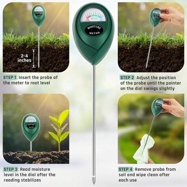 Pflanzenfeuchtmesser, Pflanzenwassermesser, Bodenfeuchtmesser für Zimmerpflanzen, Garten, Rasen, Bauernhof, Innen- und Außenbereich, ohne Batterien erforderlich