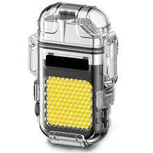 USB Rechargeable Electric Lighter LED Induction Light Does Not Go Out With Wind - Multicolor - Ver 1