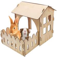 1 Set Castillo de madera para conejos, refugio de madera para interiores para conejos, chinchillas, hámsters y cobayas - Multicolor - Ver 2