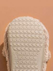 1 Pair Baby Cartoon Thermal Lined Flat Heel Casual Shoes, Suitable For Autumn/Winter - Khaki - View 7