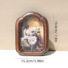 SUSUZUKU 1pc Vintage Retro Resin Picture Frame, American/European Countryside Style, Dark Wood Color Background Home Decor Photo Frame
