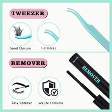 Fluffy Lash Clusters Kit 60D+80D Lash Extension Kit With 10-18MM Thick Individual Lashes Cluster Lash Bond And Seal Remover Tweezers For Eyelash Extension At Home(KIT-60D+80D-280Pcs) - 黑色 - 查看 6