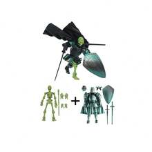 活动人偶模型套装 6 件装 - 带配件的铰接式人偶，适合 3-6 岁儿童的创意 DIY 玩具套装，ABS 材质 - 彩色 - 查看 15