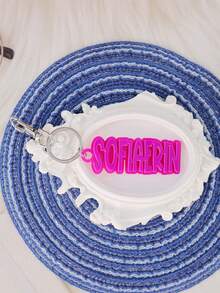 Etiqueta de nombre para mochila, llavero de acrílico personalizado, etiqueta de acrílico personalizada, etiqueta para bolsa de pañales, etiqueta para lonchera, etiqueta para niños, llavero personalizado para Acción de Gracias, Navidad, familia, novia, mamá, regalos, accesorios personalizados, estilo casual callejero - plateado - Ver 23