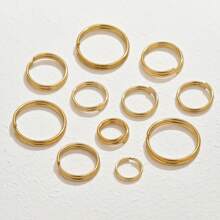 50pcs Stainless Steel Fashion Double Layer Key Ring Open Ring DIY Bracelet Necklace Jewelry Accessories Making