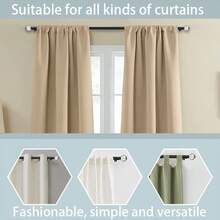 1 件优质水晶窗帘杆，适用于多种窗帘，安装简便，承重能力强，多种尺寸可选，适用于窗户，可调节窗帘杆，适用于卧室、客厅