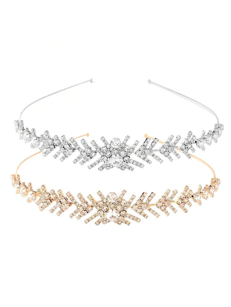 1 peça/2 peças Tiara de Coroa de Cristal da Moda, Acessório de Cabeça Nupcial Glamoroso e Brilhante, Adequado para Acessório de Vestimenta de Casamento/Evento/Festa/Aniversário/Banquete para Mulheres/Meninas, Acessórios do Dia dos Namorados - Multicolorido - Visão 9