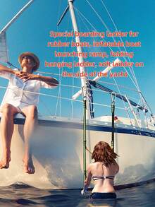 1 Stück aufblasbarer Bootssteigbügel, faltbare Hänge-Leiter für aufblasbare Boote, Yachten, hergestellt aus Nylongewebe und Edelstahl-Haken, erschwinglich, leicht zu tragen und zu verstauen, geeignet für reguläre aufblasbare Boote und Beiboote. Praktisch für Benutzer zum Ein- und Aussteigen des Bootes bei Lässig-Angeln oder Wassersportaktivitäten.