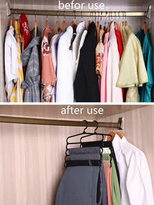 1pc 5-Layer Plastic Multifunctional Pants Hanger For Storing Ties Scarves And Pants - 黑色 - 查看 4