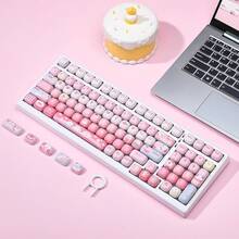Cute Pink Custom Keycaps, 138 Keys Dye Sub PBT MOG Profile Keycap Set Mechanical Gaming Keyboards (Pink)