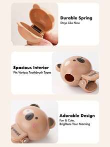 Funda protectora para cepillo de dientes con diseño de animales lindos - Estuche de viaje a prueba de polvo y transpirable, base inclinada para higiene, se ajusta a todos los cepillos de dientes (4 estilos), adecuado para uso diario, viajes, hotel, exterior, decoración del baño del hogar. De vuelta a la escuela.