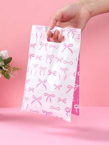 10/25/50个装粉白蝴蝶结礼品袋，蝴蝶结礼品包装袋，手提袋，礼品包装袋，收纳袋，派对回礼袋，一周岁生日派对装饰，生日派对用品，婚礼用品，新娘送礼会回礼，婴儿派对装饰，性别揭晓派对装饰，节日派对用品 - 粉紅白蝴蝶結 - 查看 3