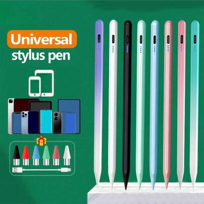 1 pieza Lápiz táctil capacitivo universal para smartphones y tabletas, sin conexión inalámbrica requerida, recargable por USB, material de aleación magnética, compatible con Apple/iOS/Android/Windows/iPad Pro Air Mini tabletas y smartphones, compatible con tabletas Apple actualizadas después de 2018