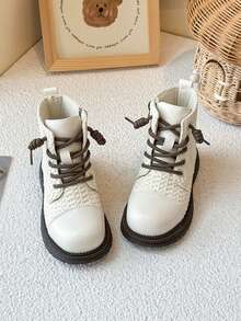 1双儿童平底靴，时尚秋冬 - 米色 - 查看 5