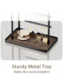 Adjustable 17.5" Jewelry Holder Organizer Stand, Sturdy Metal Hanger For Necklaces, Earrings, Bracelets, Rings – Black Jewelry Display & Storage