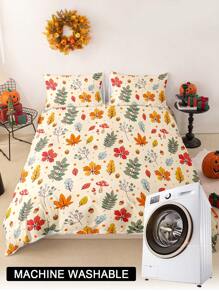 3pcs/Set Halloween Maple Leaves Pumpkin Digital Print Duvet Cover Set(1 Duvet Cover & 2 Pillowcase)Soft And Skin-Friendly Duvet Cover Bedding Set For Home, All Season Bed Sheets Set Halloween Gift - Multicolor - View 10