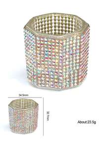 1pc Diamond-Bordered Nail Brush Cleaner Glass Cup With Cover Shiny Rhinestone Glass Manicure Tools - Multicolor - View 17