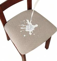 Seat Covers For Dining Room Chair Seat Slipcovers Kitchen Chair Covers (Beige, 4 Pcs) - 防水卡其色 - 查看 12