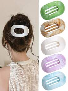 1 件优雅大理石纹椭圆形鸭夹发夹，扎染扁平圆形发夹（适合浓密头发），发爪多功能发饰，爪夹，发夹，发夹，发夹，发夹，鳄鱼发夹 - 彩色 - 查看 12