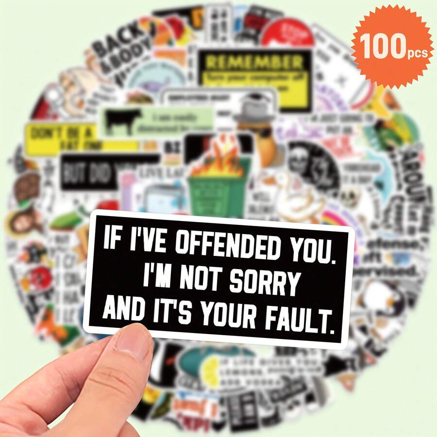 100 Funny And Humorous Doodle Decorative Stickers For Planners, Including Water Bottle And Suitcase Stickers, Perfect For Rewards And Gifts. - 多色的 - 查看 1