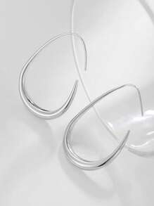 Elegant Stainless Steel Hollow Water Drop Design Hoop Earrings, Suitable For Women Casual Wear