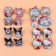 Sanrio 4pcs/Set Cute Enamel Pin Lapel Pins Badges On Backpack Women's Brooch Clothes Gift Jewelry Fashion Accessories