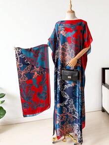 2pcs Faux Silk Peacock Print Shawl Scarf, Various Styles, Women Beach Cover Up, Sun Protection, Satin Scarf, Multifunctional Wear For Dress - Multicolor - View 16