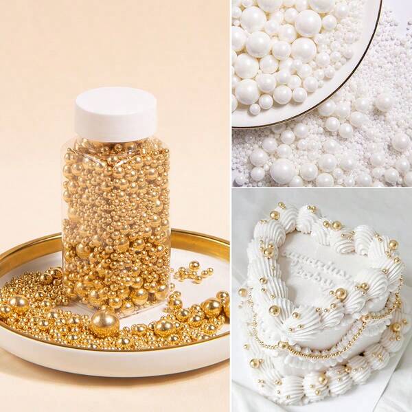 95g/3.35oz Decoración comestible para pasteles en forma de chispas, azúcar perlado comestible de alta calidad, productos de decoración para hornear adecuados para decoraciones de postres hechas a mano como pasteles de cumpleaños, magdalenas, rosquillas, piruletas, etc. Suministros de decoración para fiestas de cumpleaños, banquetes de bodas y fiestas.